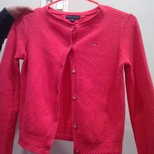 Tommy Hilfiger Girl Pink Woven Button Down Sweater